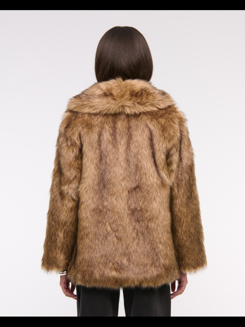 Abercrombie & Fitch Shawl Collar Faux Fur Coat - Brown - Picture 4 of 4